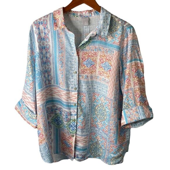 Chico's Multicolor Button Down Shirt - Picture 3 of 16